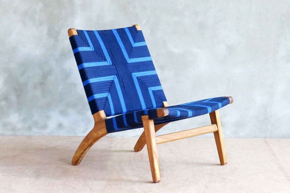 Masaya Lounge Chair, Midnight Blue Pattern | Lounge Chairs | Modishstore - 2