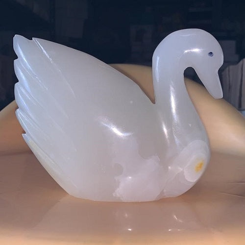 Swan Figurine- White Onyx | ModishStore | Minerals and Stones