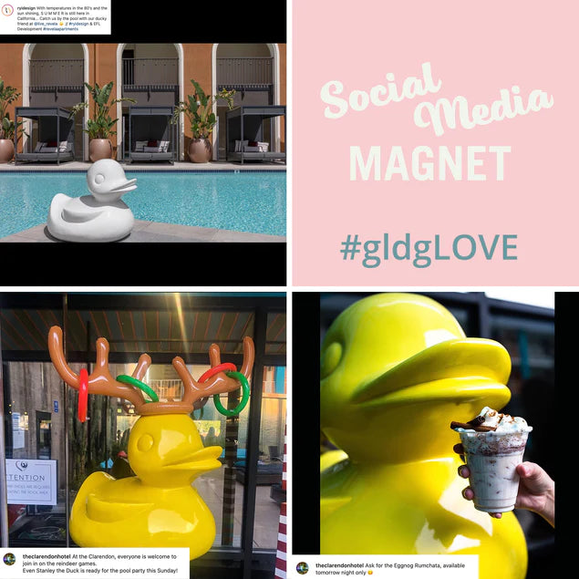 Fiberglass UV  Duck Outdoor Sculpture, Yellow By Gold Leaf Design Group | Animals & Pets | Modishstore - 4