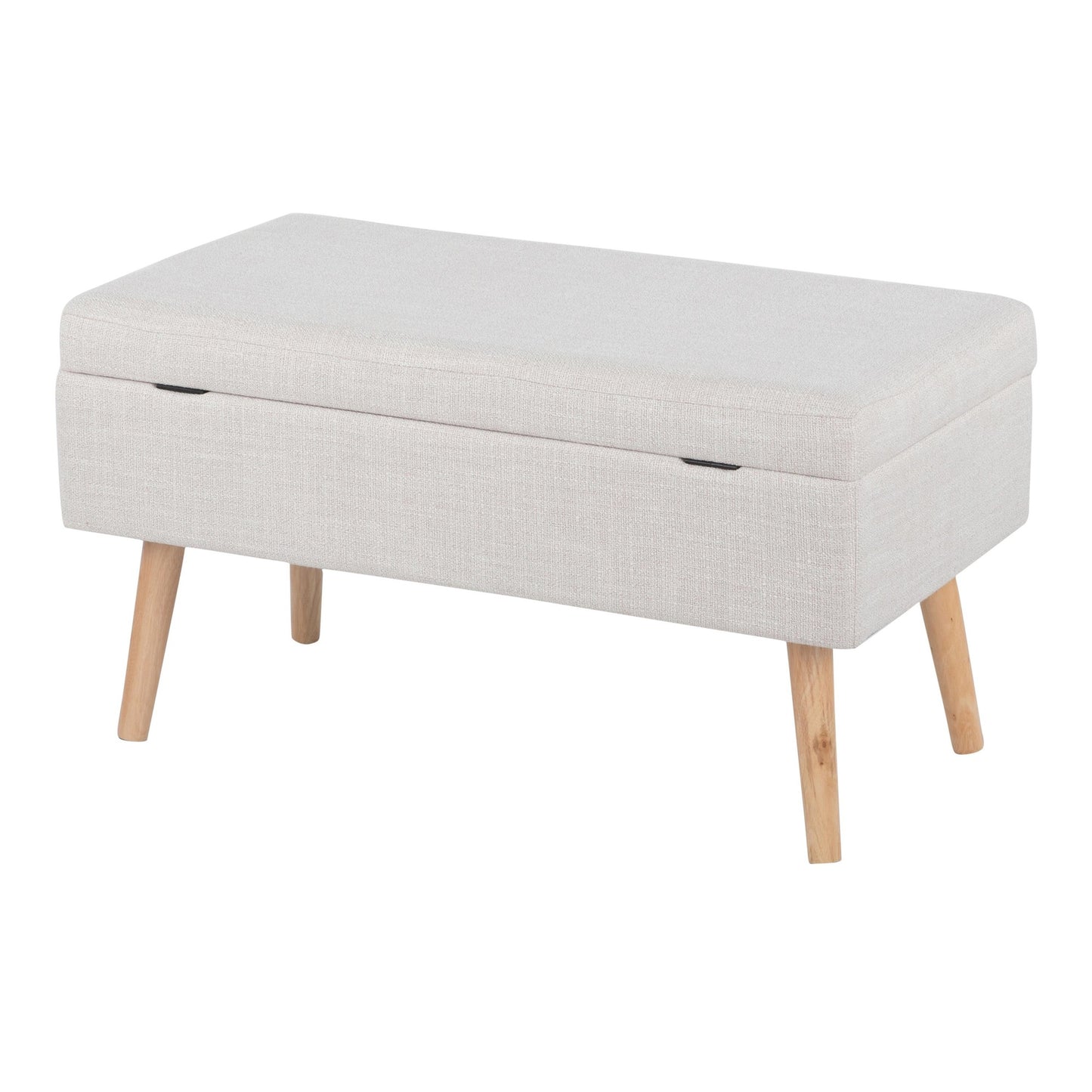 Storage Contemporary Bench in Natural Wood and Beige Fabric By LumiSource | Benches | Modishstore - 10