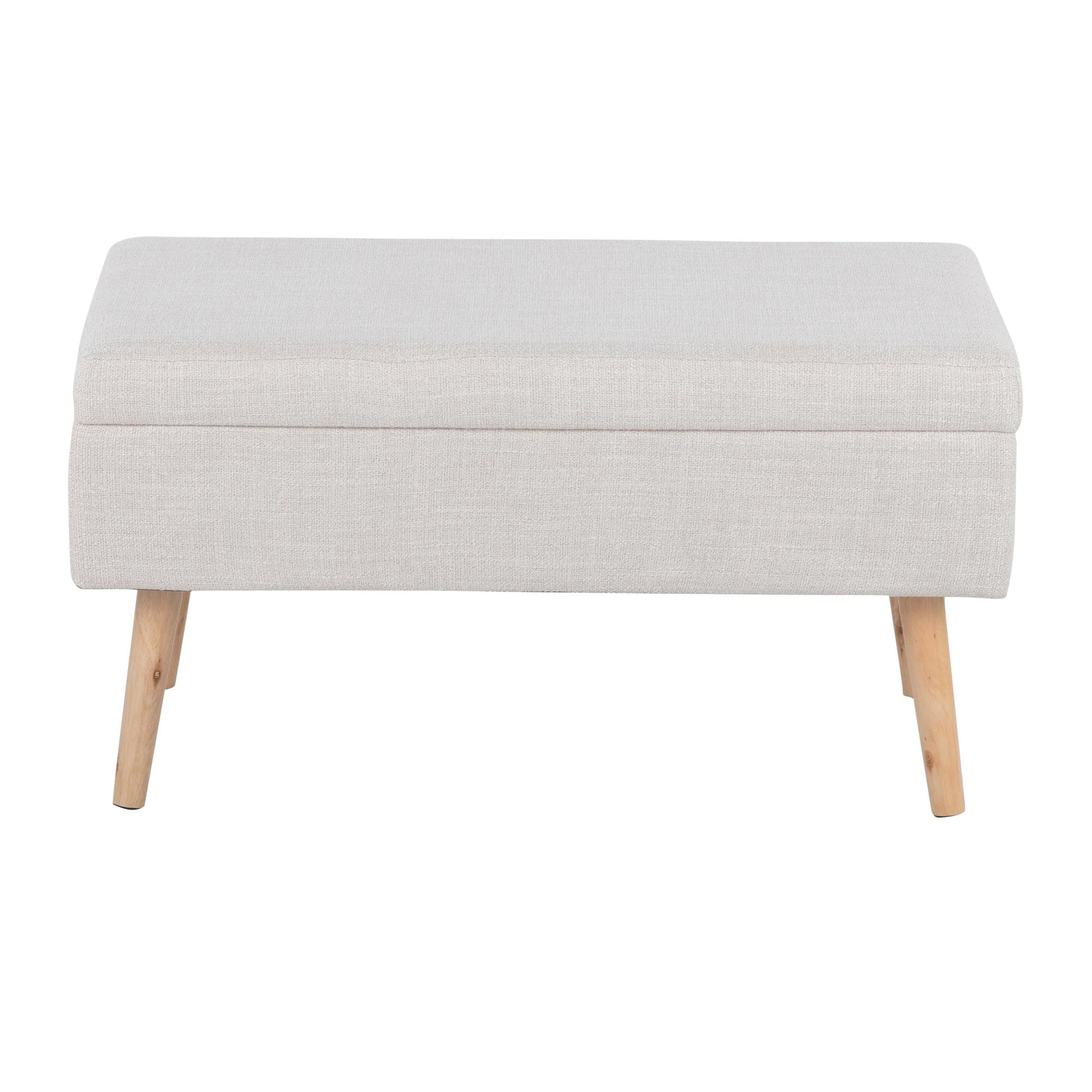 Storage Contemporary Bench in Natural Wood and Beige Fabric By LumiSource | Benches | Modishstore - 3
