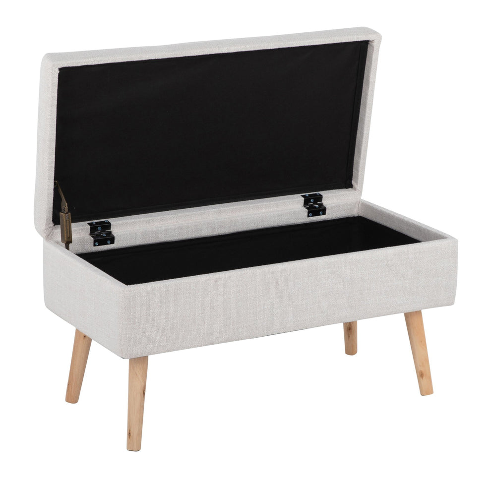 Storage Contemporary Bench in Natural Wood and Beige Fabric By LumiSource | Benches | Modishstore - 8