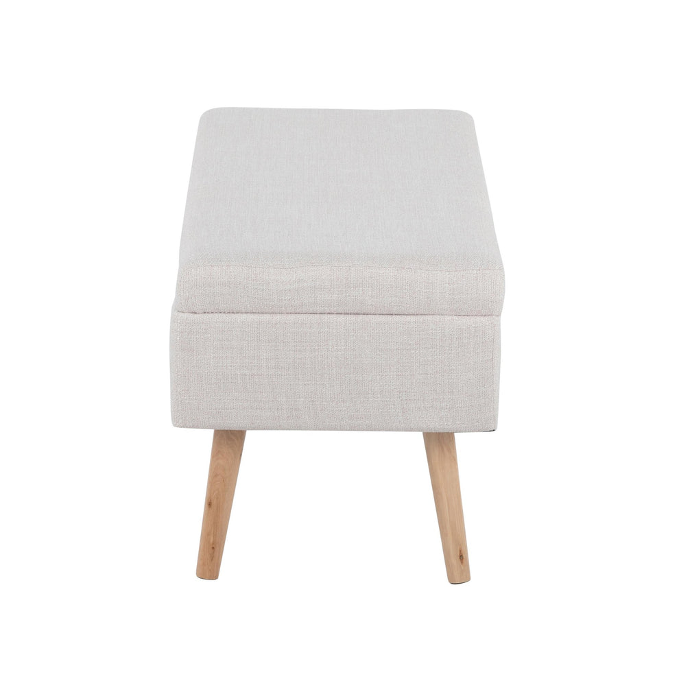 Storage Contemporary Bench in Natural Wood and Beige Fabric By LumiSource | Benches | Modishstore - 9