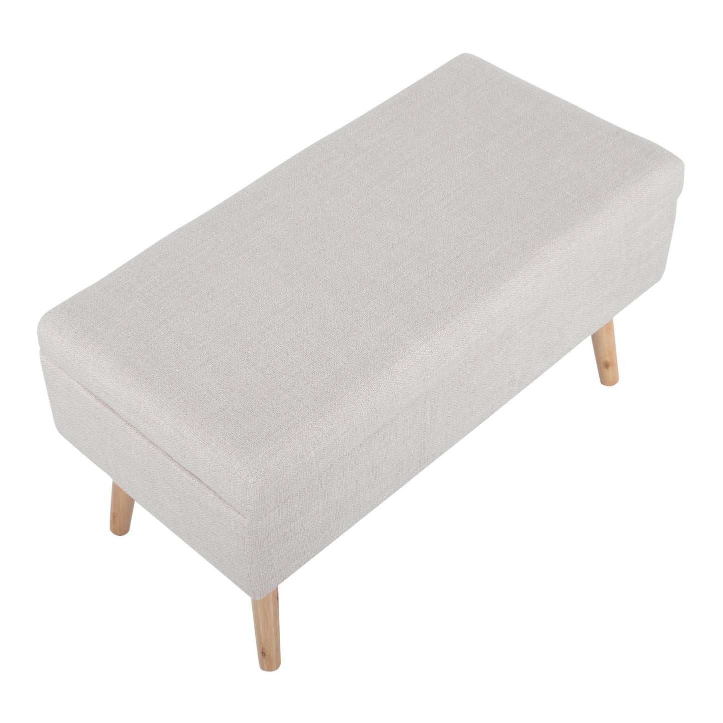 Storage Contemporary Bench in Natural Wood and Beige Fabric By LumiSource | Benches | Modishstore - 4
