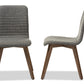 Baxton Studio Sugar Mid-century Retro Modern Scandinavian Style Dark Grey Fabric Upholstered Walnut Wood Finishing Dining Chair (Set of 2) | Dining Chairs | Modishstore - 3