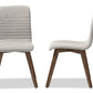 Baxton Studio Sugar Mid-century Retro Modern Scandinavian Style Light Grey Fabric Upholstered Walnut Wood Finishing Dining Chair (Set of 2) | Dining Chairs | Modishstore - 3
