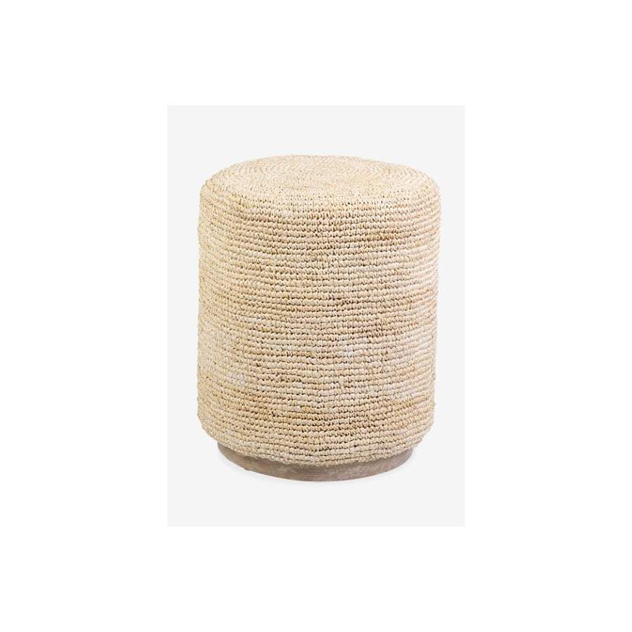 Surfside Round Raffia-Wood Ottoman/Stool Set of 2 by Jeffan | Ottomans | Modishstore - 7