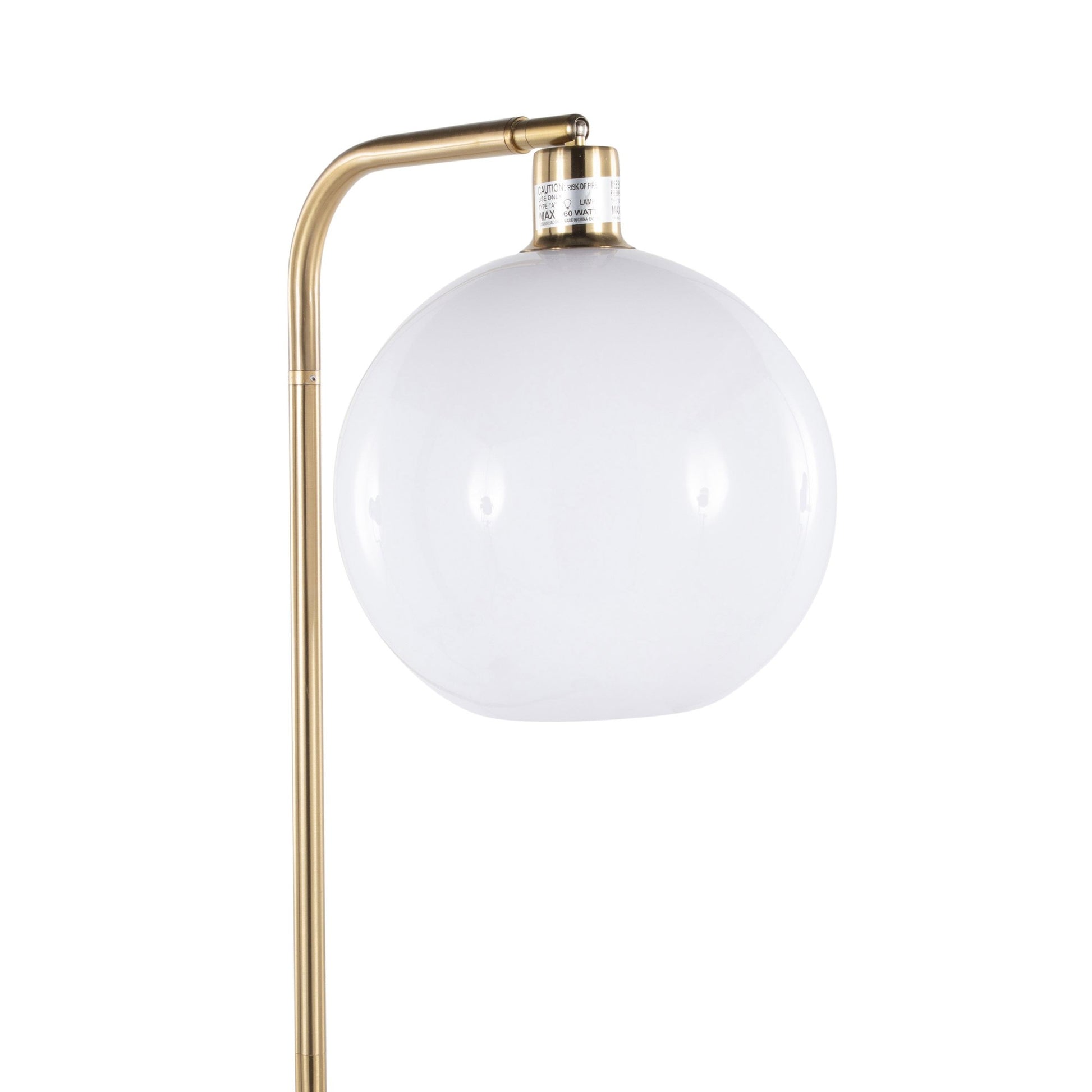 Symbol Contemporary/Glam Floor Lamp with Clear Glass Side Table, Gold Metal Accents, Black Marble Base, and White Shade By LumiSource | Floor Lamps | Modishstore - 2