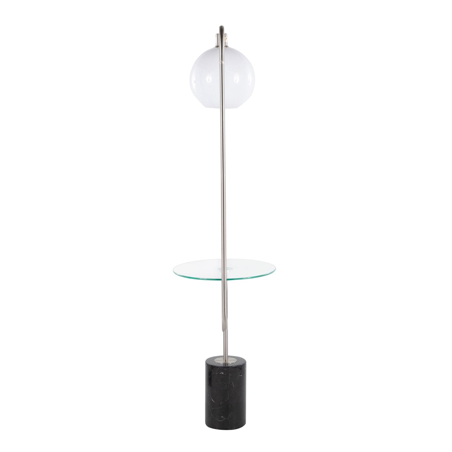 Symbol Contemporary/Glam Floor Lamp with Clear Glass Side Table, Gold Metal Accents, Black Marble Base, and White Shade By LumiSource | Floor Lamps | Modishstore - 15