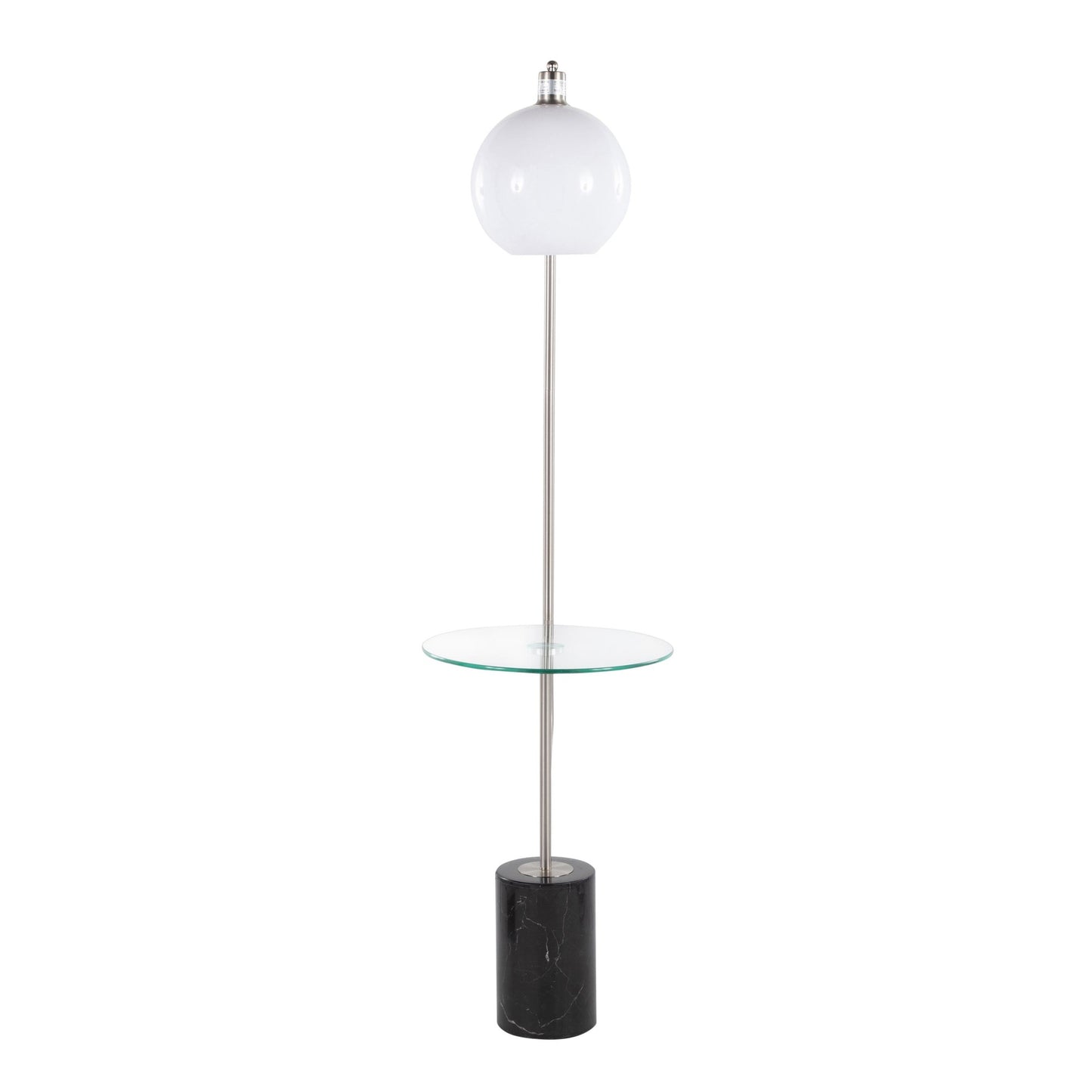 Symbol Contemporary/Glam Floor Lamp with Clear Glass Side Table, Gold Metal Accents, Black Marble Base, and White Shade By LumiSource | Floor Lamps | Modishstore - 16