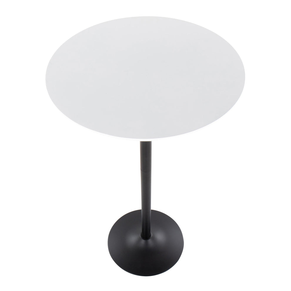 Pebble Mid-Century Modern Table Adjusts from Dining to Bar in Black Metal and White Wood By LumiSource | Dining Tables | Modishstore - 7