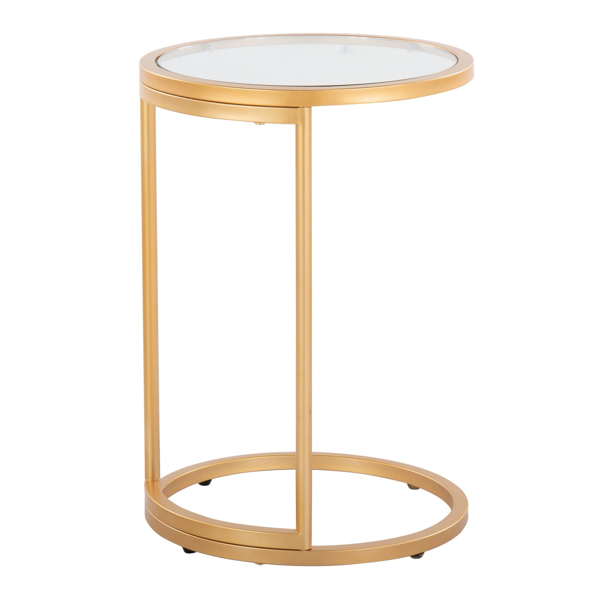 Round Zenn End Table in Gold Metal with Clear Glass Table Top By LumiSource | Side Tables | Modishstore - 7