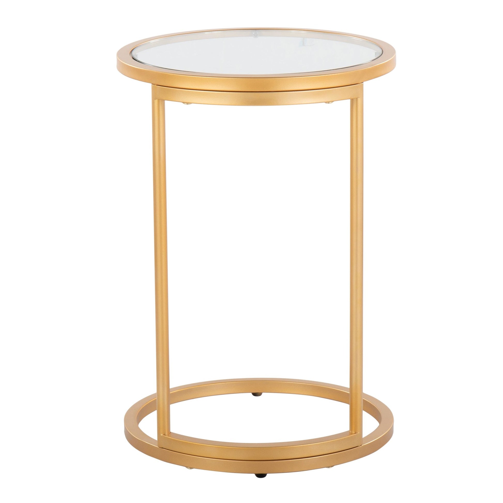 Round Zenn End Table in Gold Metal with Clear Glass Table Top By LumiSource | Side Tables | Modishstore - 8