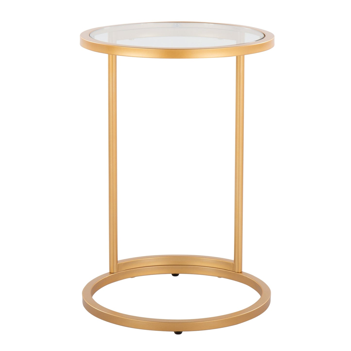 Round Zenn End Table in Gold Metal with Clear Glass Table Top By LumiSource | Side Tables | Modishstore - 9