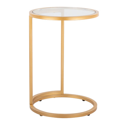 Round Zenn End Table in Gold Metal with Clear Glass Table Top By LumiSource | Side Tables | Modishstore - 2