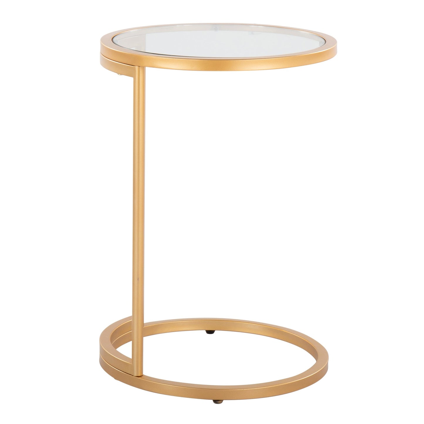 Round Zenn End Table in Gold Metal with Clear Glass Table Top By LumiSource | Side Tables | Modishstore - 6