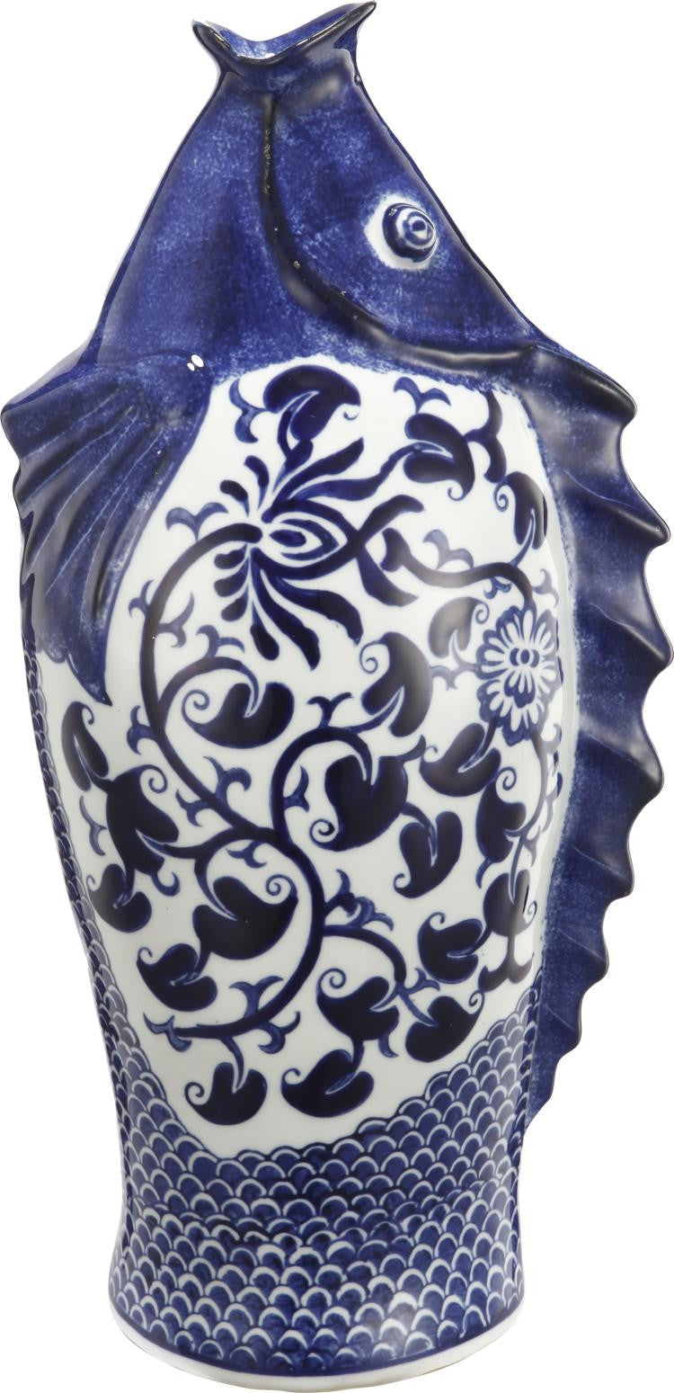 A&B Home Blue & White Fish Vase - Set Of 2 | Vases | Modishstore