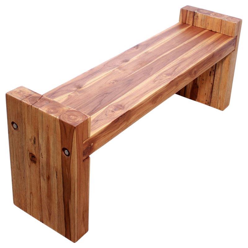 Haussmann Teak Block Bench 48" - Oak | Stools & Benches | Modishstore-3
