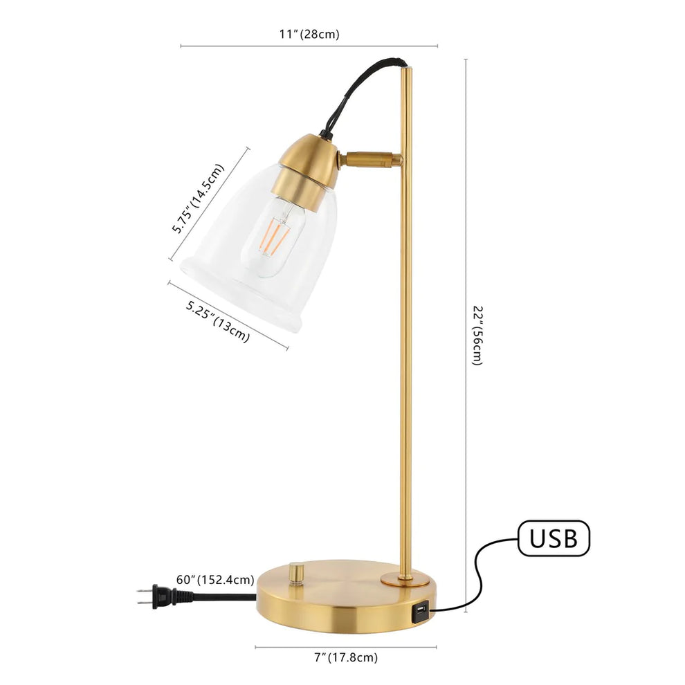 Safavieh Gibson, 22 Inch, Gold, Iron Table Lamp W/ Usb Port - White | Table Lamps | Modishstore - 2