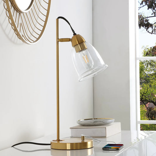 Safavieh Gibson, 22 Inch, Gold, Iron Table Lamp W/ Usb Port - White | Table Lamps | Modishstore