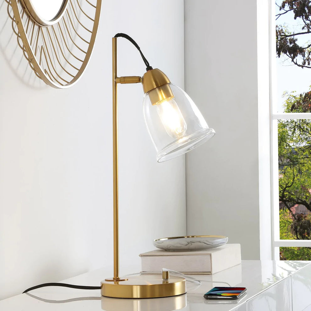 Safavieh Gibson, 22 Inch, Gold, Iron Table Lamp W/ Usb Port - White | Table Lamps | Modishstore - 3