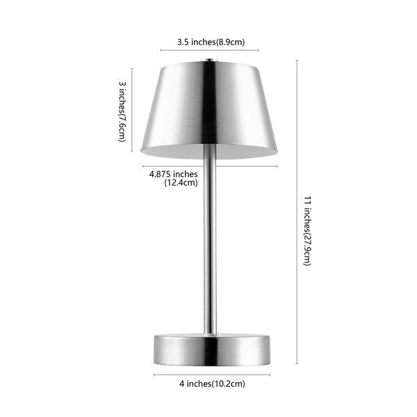 Safavieh Laita, 11 Inch, Nickel, Iron, Rechargeable Led Table Lamp? - Santin Nickel | Table Lamps | Modishstore - 3