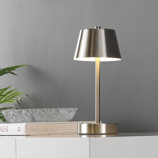 Safavieh Laita, 11 Inch, Nickel, Iron, Rechargeable Led Table Lamp? - Santin Nickel | Table Lamps | Modishstore