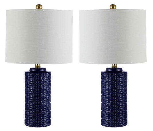 Safavieh Artef Ceramic Table Lamp Set Of 2 - Navy Blue | Table Lamps | Modishstore