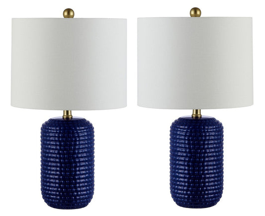 Safavieh Jace Ceramic Table Lamp Set Of 2 - Navy Blue | Table Lamps | Modishstore