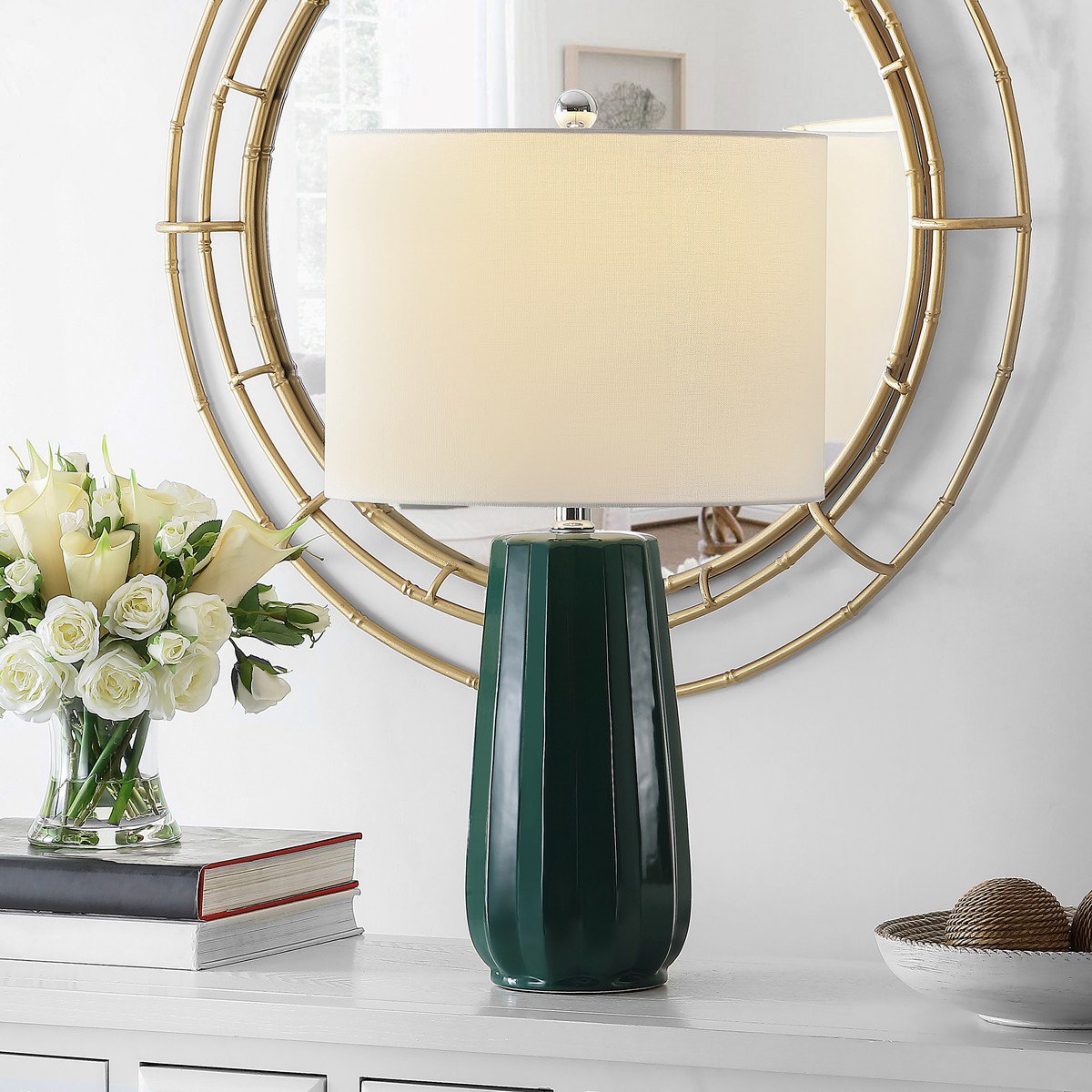 Safavieh Yani Table Lamp - Dark Green | Table Lamps | Modishstore