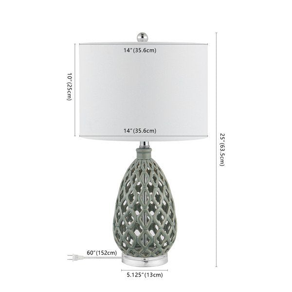 Safavieh Quin, 25 Inch, Grey, Ceramic/Iron Table Lamp Set Of 2 Set Of 2 - Grey | Table Lamps | Modishstore - 3