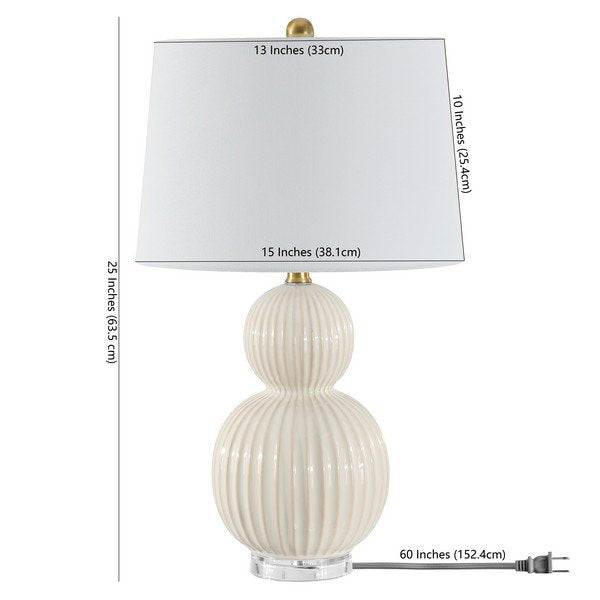 Safavieh Zarren, 25 Inch, Ivory, Ceramic Table Lamp - Ivory | Table Lamps | Modishstore - 3