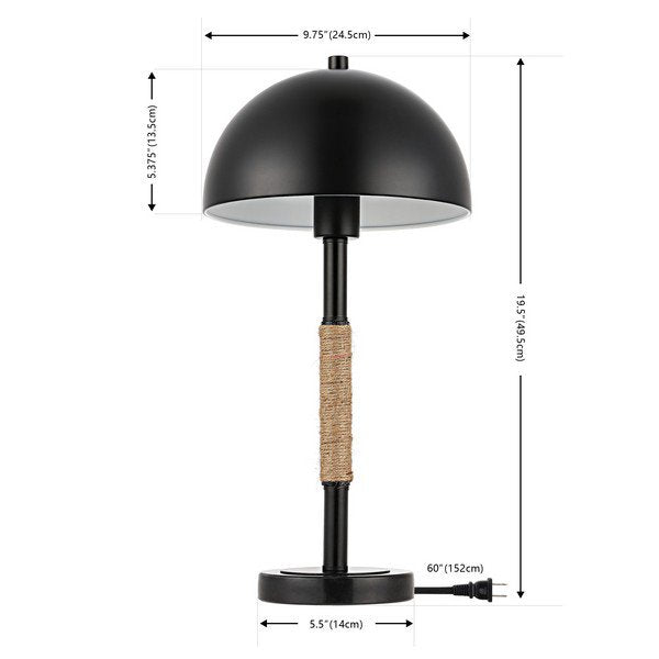 Safavieh Talon, 19.5 Inch, Black, Iron/Rope/Marble Table Lamp - Black | Table Lamps | Modishstore - 3
