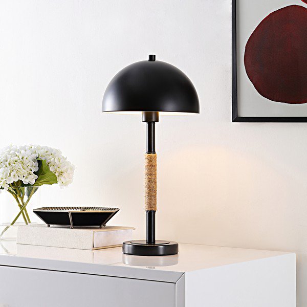 Safavieh Talon, 19.5 Inch, Black, Iron/Rope/Marble Table Lamp - Black | Table Lamps | Modishstore