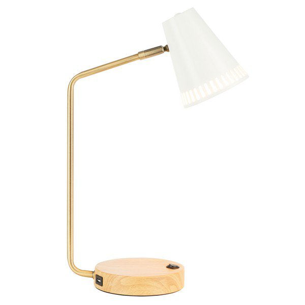 Safavieh Veda, 19 Inch, Gold/White, Steel Table Lamp W/ Usb Port - Gold | Table Lamps | Modishstore - 2