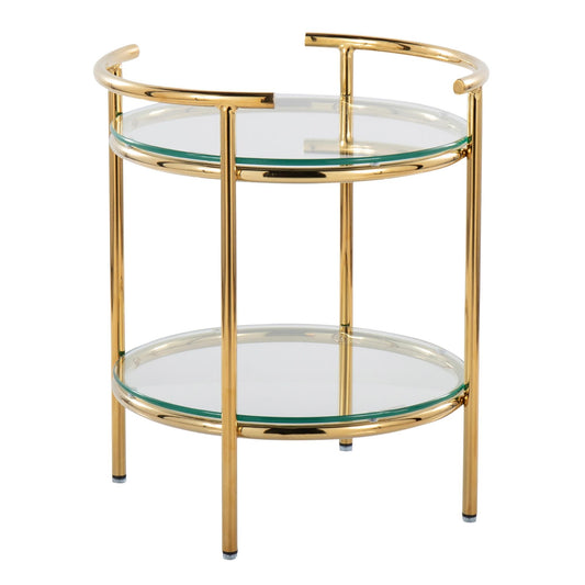 Rhonda Contemporary/Glam Side Table in Gold Metal and Clear Glass By LumiSource | Side Tables | Modishstore