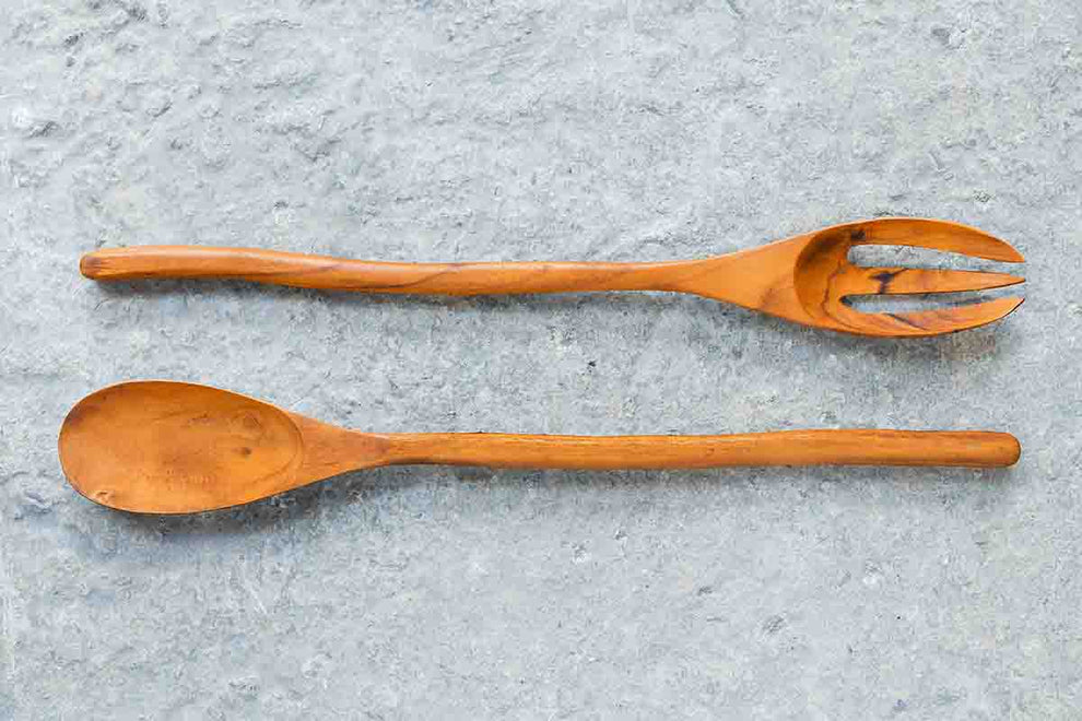 Rustic Serving Platter, Salad Servers and Basket Handle Trays-4