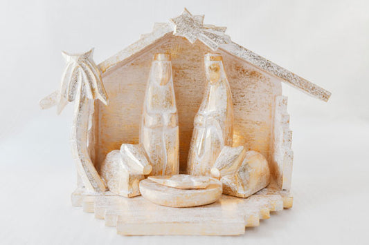 Rustic Teak Carved Nativity Set by Artisan Living ALX100 | ModishStore | Holiday