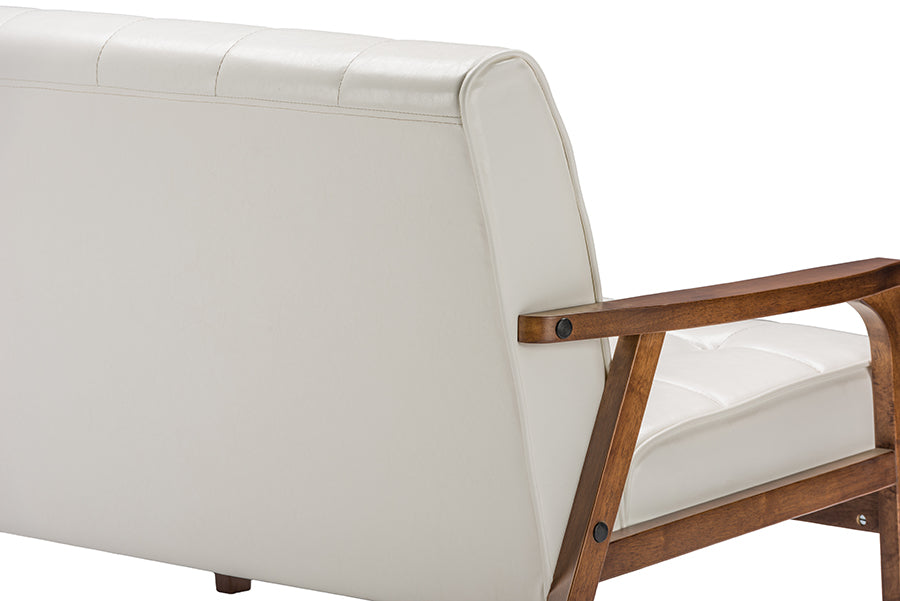 Baxton Studio Baxton Studio Mid-Century Masterpieces Loveseat - White | Loveseats | Modishstore - 2