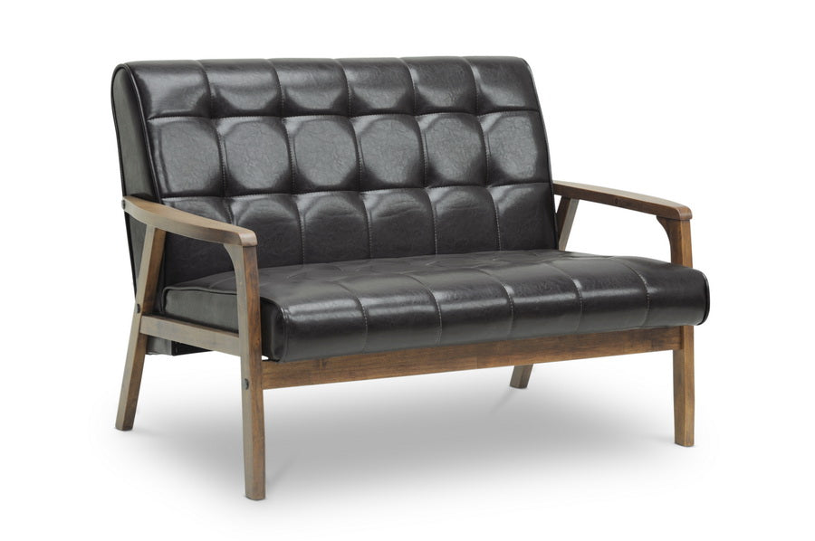 Baxton Studio Mid-Century Masterpieces Loveseat-Brown | Loveseats | Modishstore - 2
