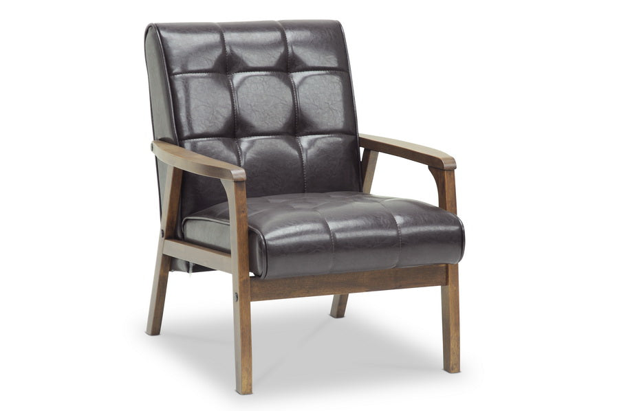 Baxton Studio Mid-Century Masterpieces Club Chair-Brown | Modishstore | Armchairs