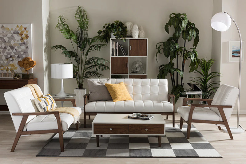 Baxton Studio Baxton Studio Mid-Century Masterpieces 3 Pieces Living Room Set - White | Sofas | Modishstore
