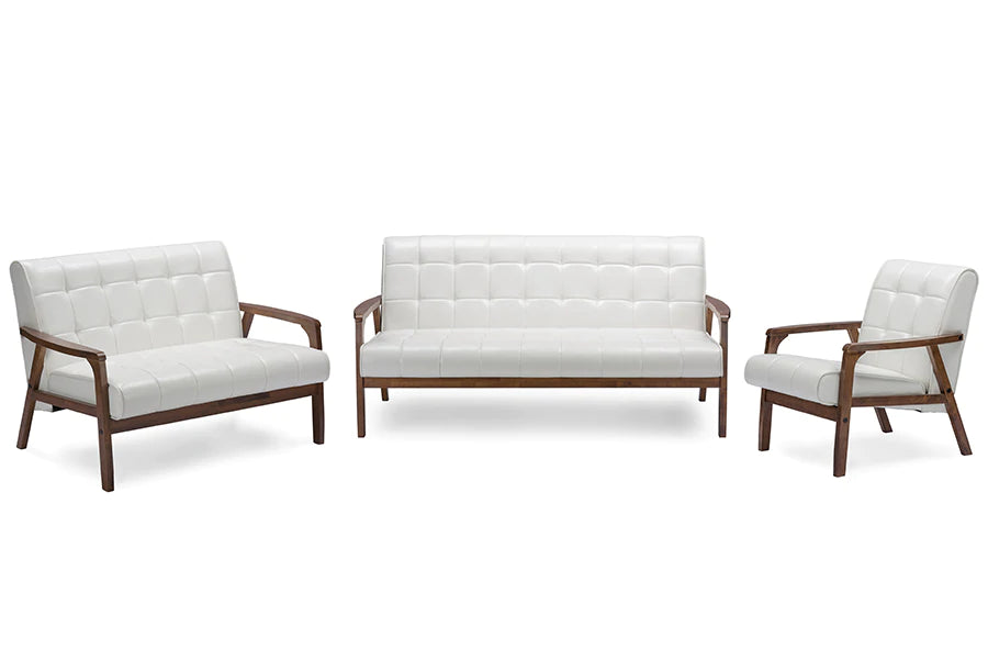 Baxton Studio Baxton Studio Mid-Century Masterpieces 3 Pieces Living Room Set - White | Sofas | Modishstore - 2