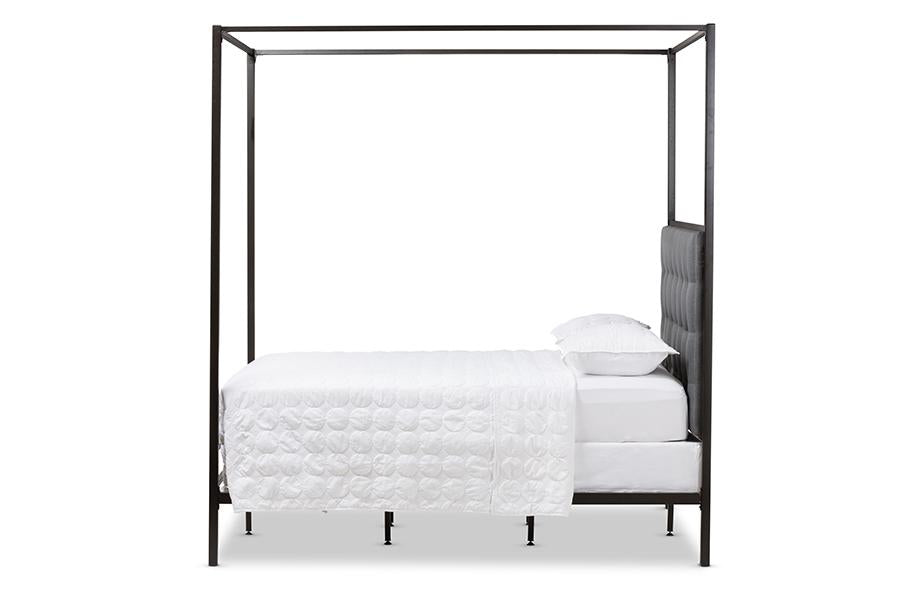 baxton studio eleanor vintage industrial black finished metal canopy queen bed | Modish Furniture Store-3