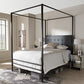 Baxton Studio Eleanor Vintage Industrial Black Finished Metal Canopy Queen Bed | Modishstore | Beds