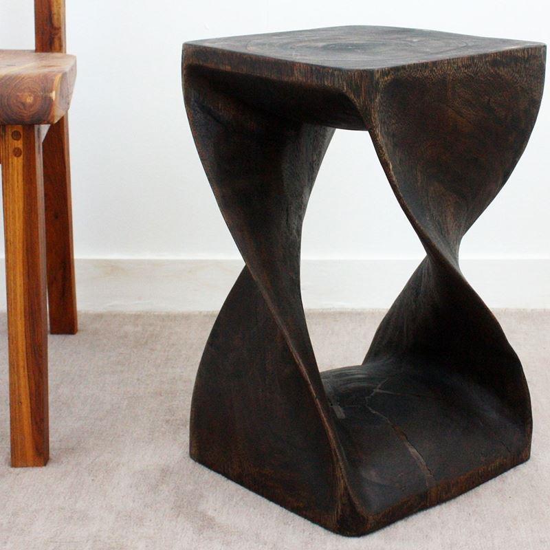 Haussmann Twist Stool 12" Sq - Mocha | Stools & Benches | Modishstore