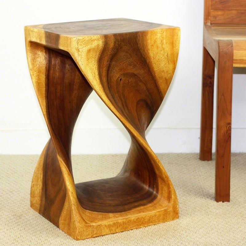 Haussmann Twist Stool 12" Sq - Oak | Stools & Benches | Modishstore-3