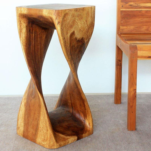 Haussmann Twist Stool 12" Sq - Walnut | Stools & Benches | Modishstore
