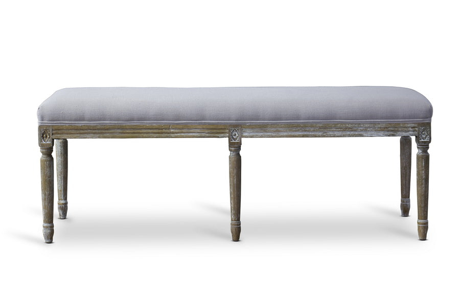 Baxton Studio Clairette Wood Traditional French Bench | Modishstore | Stools & Benches