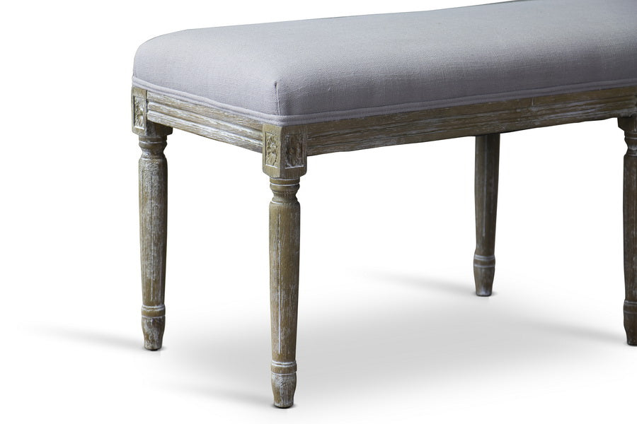 baxton studio clairette wood traditional french bench | Modish Furniture Store-3